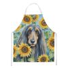 Afghan Hound in Sunflowers Apron Cooking Kitchen Server Baking Crafts Gardening for Adult Women Men, Unisex, Large, Multicolor