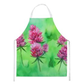 Vermont Red Clover in Watercolor Apron Cooking Kitchen Server Baking Crafts Gardening for Adult Women Men, Unisex, Large, Multicolor