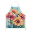 Gerbera Daisies in Watercolor Apron Cooking Kitchen Server Baking Crafts Gardening for Adult Women Men, Unisex, Large, Multicolor