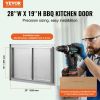 BBQ Access Door, 28W x 19H Inch Double Outdoor Kitchen Door, Stainless Steel Flush Mount Door, Wall Vertical Door with Handles, for BBQ Island