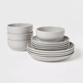 12pc Stoneware Westfield Dinnerware Set (Color: Gray)