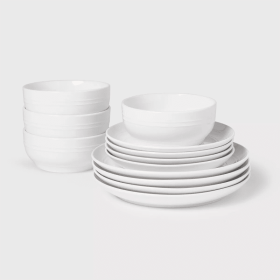 12pc Stoneware Westfield Dinnerware Set (Color: Ivory)