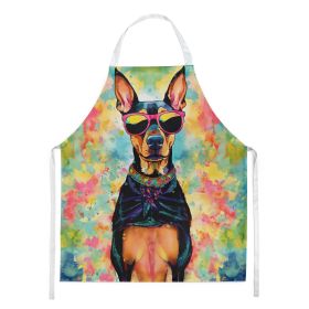 Doberman Pinscher Hippie Dawg Apron Cooking Kitchen Server Baking Crafts Gardening for Adult Women Men, Unisex, Large, Multicolor (Default: Default)