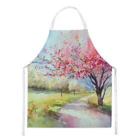 NEW Michigan Apple Blossoms in Watercolor Apron Cooking Kitchen Server Baking Crafts Gardening for Adult Women Men, Unisex, Large, Multicolor (Default: Default)