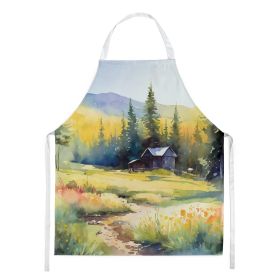 Montana Bitterroot in Watercolor Apron Cooking Kitchen Server Baking Crafts Gardening for Adult Women Men, Unisex, Large, Multicolor (Default: Default)