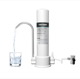 Countertop Water Filtration System - Faucet Water Filter for Sink - Water Purifier for Kitchen - Reduces Chlorine, Heavy Metals (Color: White)